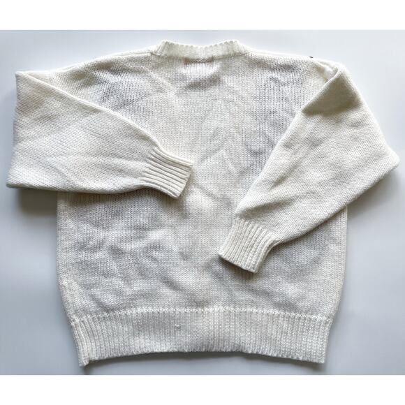 Women's Vintage White Floral Cardigan Sweater Size Medium - Picture 4 of 7